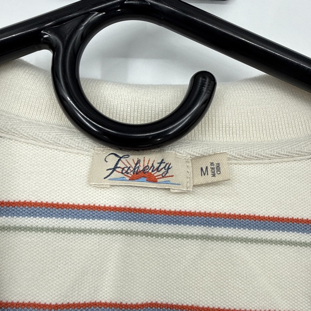 Faherty Sunwashed Striped Pique Polo Dress Medium Beach Resort Tennis Golf - Picture 3 of 8